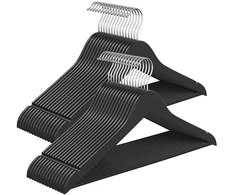 Songmics Mediniai drabužių pakabos, 43x21 cm, juodos spalvos