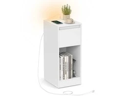 Songmics Naktinė spintelė 25x30x59,5 cm balta MDF