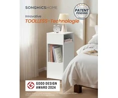 Songmics Naktinis staliukas 30x25x59,4 cm Baltas MDF