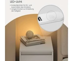 Songmics Naktinis staliukas su LED apšvietimu ir USB jungtimis
