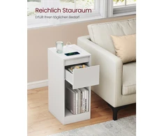 Songmics Naktinis staliukas, 30x25x59,5 cm, baltas