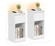 Songmics Naktinis staliukas, 30x25x59,5 cm, baltas