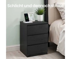 Songmics Naktinis staliukas 2 vnt. su 2 USB jungtimis, juodas