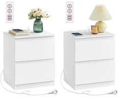 Songmics Naktinis staliukas rinkinys 40x35x49 cm Baltas Su Saugykla