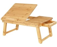 Songmics Nešiojamojo kompiuterio stalas, bambukas, 55x35x22-32 cm, natūralios spalvos