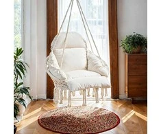 Songmics Pakabinama kėdė 60x80x133 cm smėlio spalvos, medvilnė