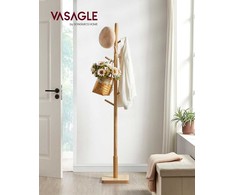 Songmics Paltų kabykla 30x30x173,6 cm Smėlio spalvos guminė mediena