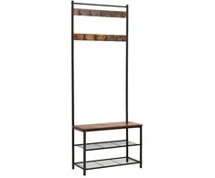Songmics Paltų kabykla 70x32,5x175 cm Ruda Juoda Plienas