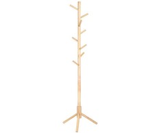 Songmics Paltų stovas 47x47x175 cm natūralios kaučiukmedžio medienos