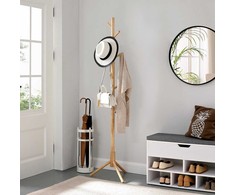 Songmics Paltų stovas 47x47x175 cm natūralios kaučiukmedžio medienos