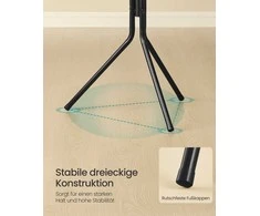 SONGMICS drabužių kabykla, metalinis drabužių stovas, laisvai stovintis drabužių, rankinių, skrybėlių laikiklis, 175 cm aukščio, 16 kabliukų, skirtas prieškambariui, svetainei, miegamajam, juodos spalvos