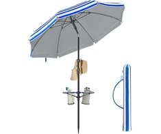 Songmics 160 cm ilgio skėtį galima sulenkti 30° kampu iš abiejų pusių, reguliuojamo aukščio, mėlynai baltas