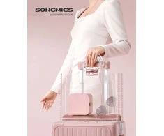 SONGMICS papuošalų dėžutė su 2 lygiais kelionėms, pastelinė rožinė