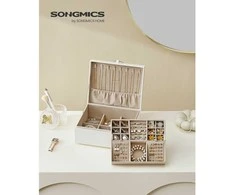 Songmics Papuošalų dėžutė, 23.9x20.5x11.2 cm, balta