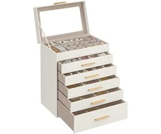 Songmics Papuošalų dėžutės organizatorius 25.1x16.3x29 cm Baltas laikymas