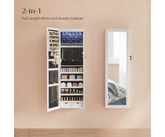 Songmics Papuošalų spintelė 10x37x120 cm Balta
