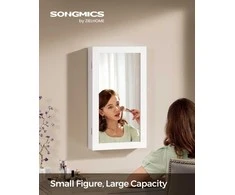 Songmics Papuošalų spintelė 10x37x67 cm Balta MDF