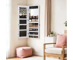 Songmics Papuošalų spintelė su LED apšvietimu, užrakinama