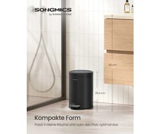 Songmics Pedalinis šiukšliadėžė 17,3x22,4x25,4 cm Juodas plienas