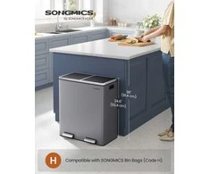 Songmics Perdirbimo šiukšliadėžė 59x36.5x62.4 cm Pilka Plienas