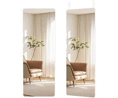 Songmics Kosmetinio staliuko veidrodis, matinis baltas, 120 x 40 x 1,3 cm