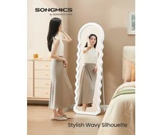 Songmics Pilno ilgio veidrodis 50x160 cm baltas MDF rėmas