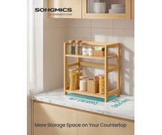 Songmics Prieskonių laikiklis 41x18.6x41 cm Smėlio spalvos Bambukas