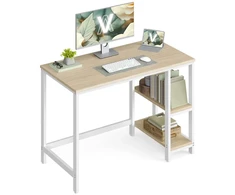 Songmics Vasagle Biuro rašomasis stalas 100 x 50 x 76 cm natūralus smėlio spalvos perlamutras baltas