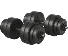 SONGMICS 2-in-1 hanteliai, hantelių rinkinys su jungiamuoju plieniniu vamzdžiu, 2 x 15 kg, juodos spalvos