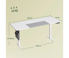 Songmics Reguliuojamo aukščio stalas 180 x 80 cm
