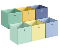 Songmics Sandėliavimo dėžių rinkinys 30x30x30 cm, auksinės spalvos, audinys