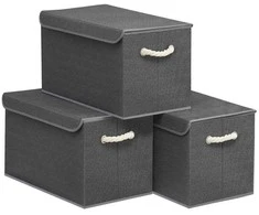 Songmics Sandėliavimo dėžių rinkinys 50x30x30 cm Pilka audinio
