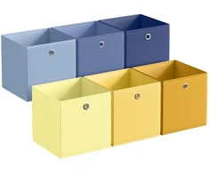 Songmics Sandėliavimo dėžių rinkinys 6 vnt. 33x33x33 cm mėlynos spalvos audinys