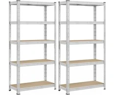 Songmics Sandėliavimo lentynos 90x40x180 cm sidabro spalvos plienas