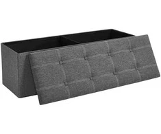 Songmics Sandėliavimo pufas 110x38x38 cm Pilkas Sulankstomas