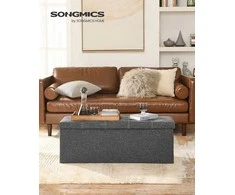 Songmics Sandėliavimo pufas 110x38x38 cm Pilkas Sulankstomas