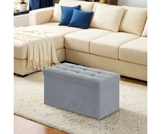 SONGMICS suoliukas su saugojimo dėže iš aksomo, 38 x 76 x 38 cm, sulankstomas suoliukas