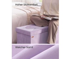 SONGMICS Sėdimoji dėžė su saugojimo vieta iš aksomo 38 x 110 x 38 cm