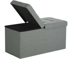 Songmics Sandėliavimo suoliukas, 76x38x38 cm, pilka