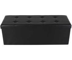 Songmics Saugojimo pufas 110x38x38 cm Juoda dirbtinė oda
