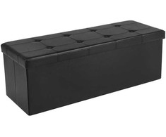 Songmics Saugojimo pufas 110x38x38 cm Juoda dirbtinė oda