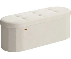 Songmics Saugojimo pufas 38x110x38 cm kreminis veliūras