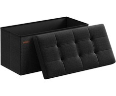 Songmics Saugojimo pufas 76x38x38 cm Juodas Sulankstomas Saugojimo dėžė
