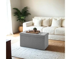 Songmics Pufas su daiktadėže , 76x38 cm, 89 litrų, pilka