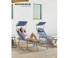 Songmics Saulės gultas 193x53x29 cm Mėlynas plienas