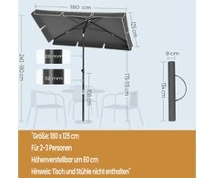 Songmics Lauko skėtis 180 x 125 cm