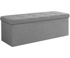 Songmics Sėdimoji dėžė su daiktadėže, 110x38x38 cm, pilka