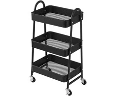 Songmics Metalinis vežimėlis su 3 lentynomis 32.5 x 45.8 x 77.5 cm