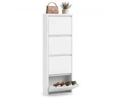 Songmics Batų spintelė, 4 atverčiamos dalys, balta, 50 × 15,5 × 149,8 cm