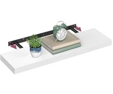 Songmics Sieninė lentyna, 20x80x3.8 cm, balta, MDF